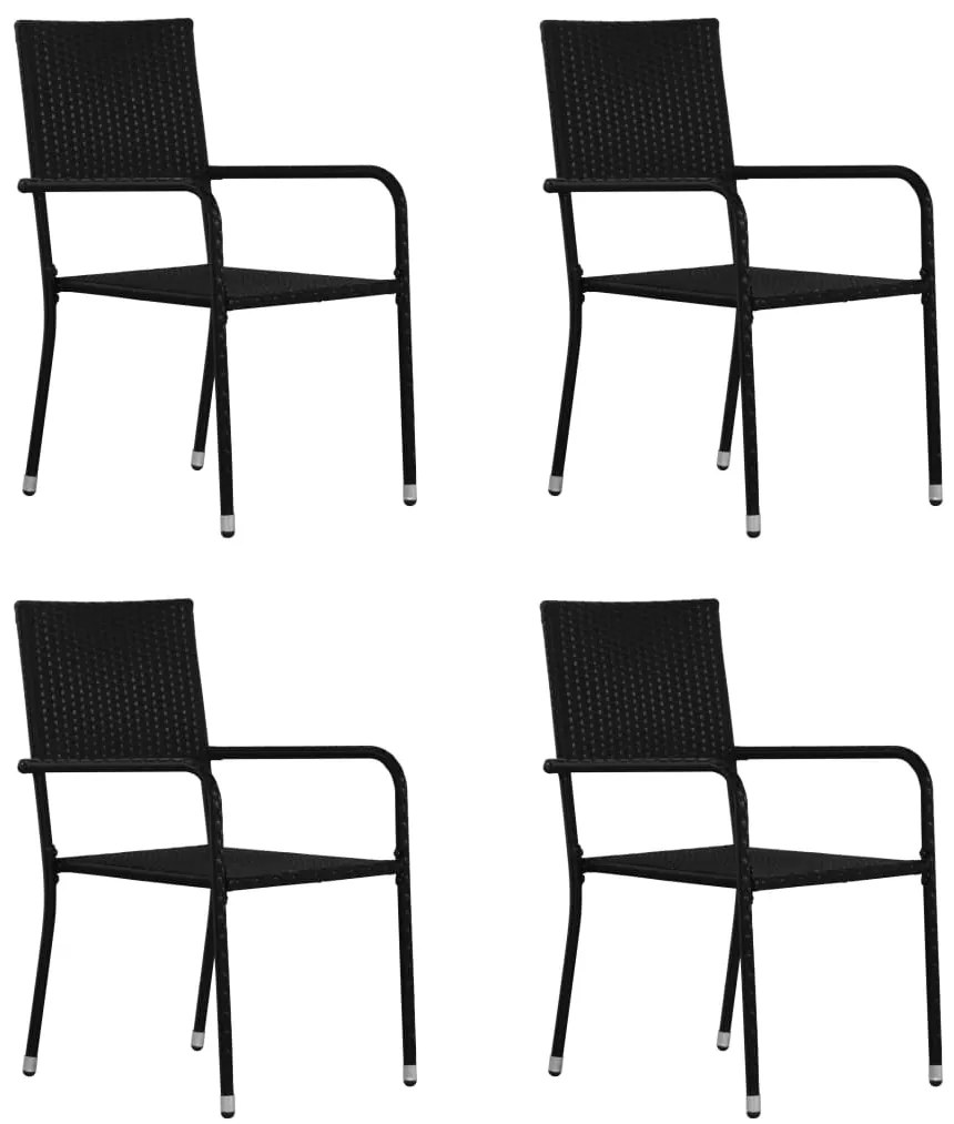 5 pcs conjunto de jantar para jardim preto