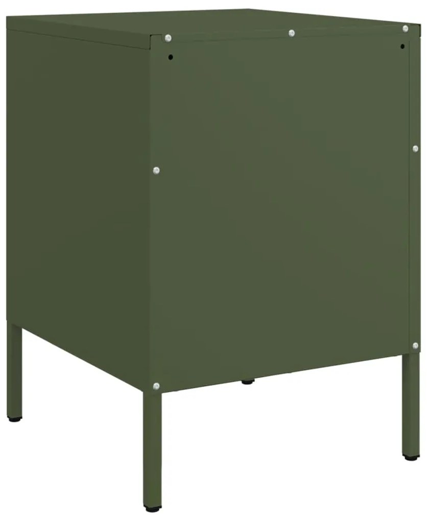 Mesas de cabeceira 2 pcs 36x39x50,5 cm aço verde azeitona