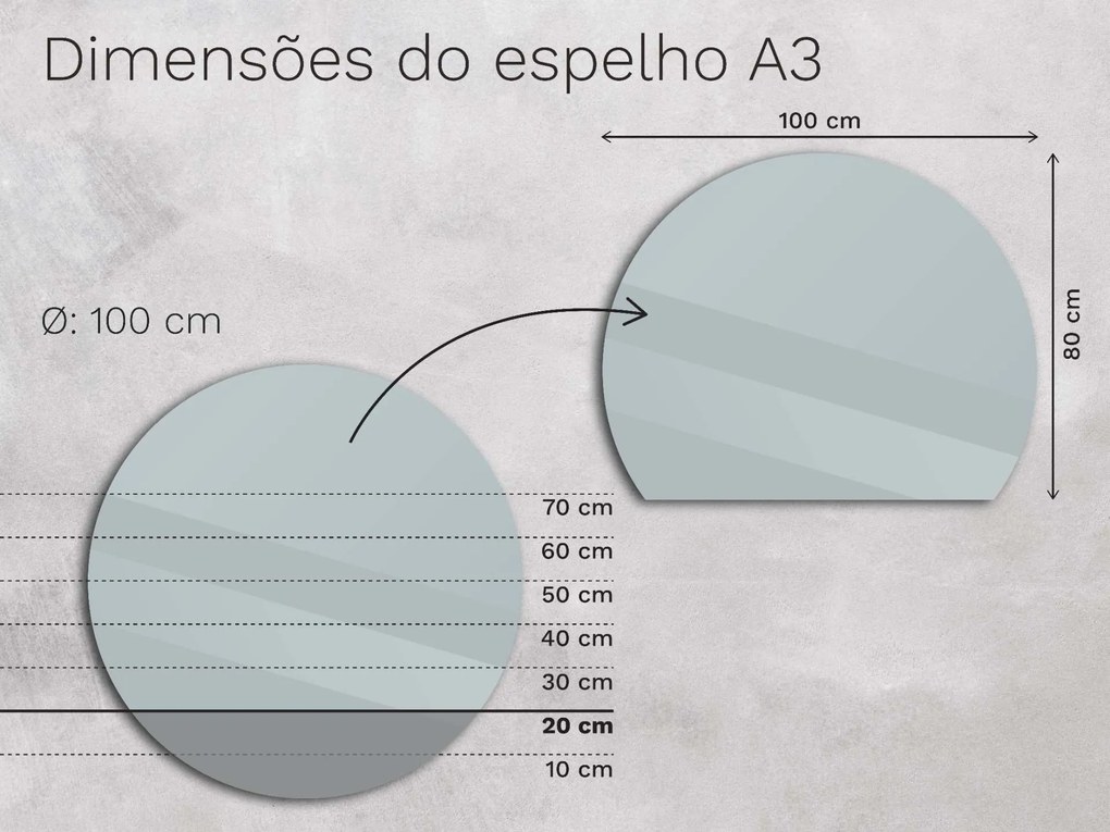 Espelho atípico com iluminação A3