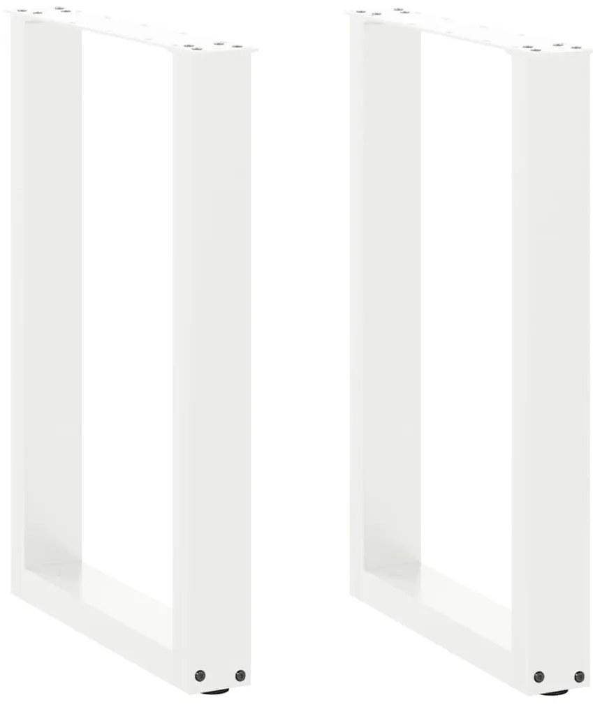 vidaXL Pés de mesa de jantar em forma de U, 2 peças, branco, 50x(72-73) cm, aço