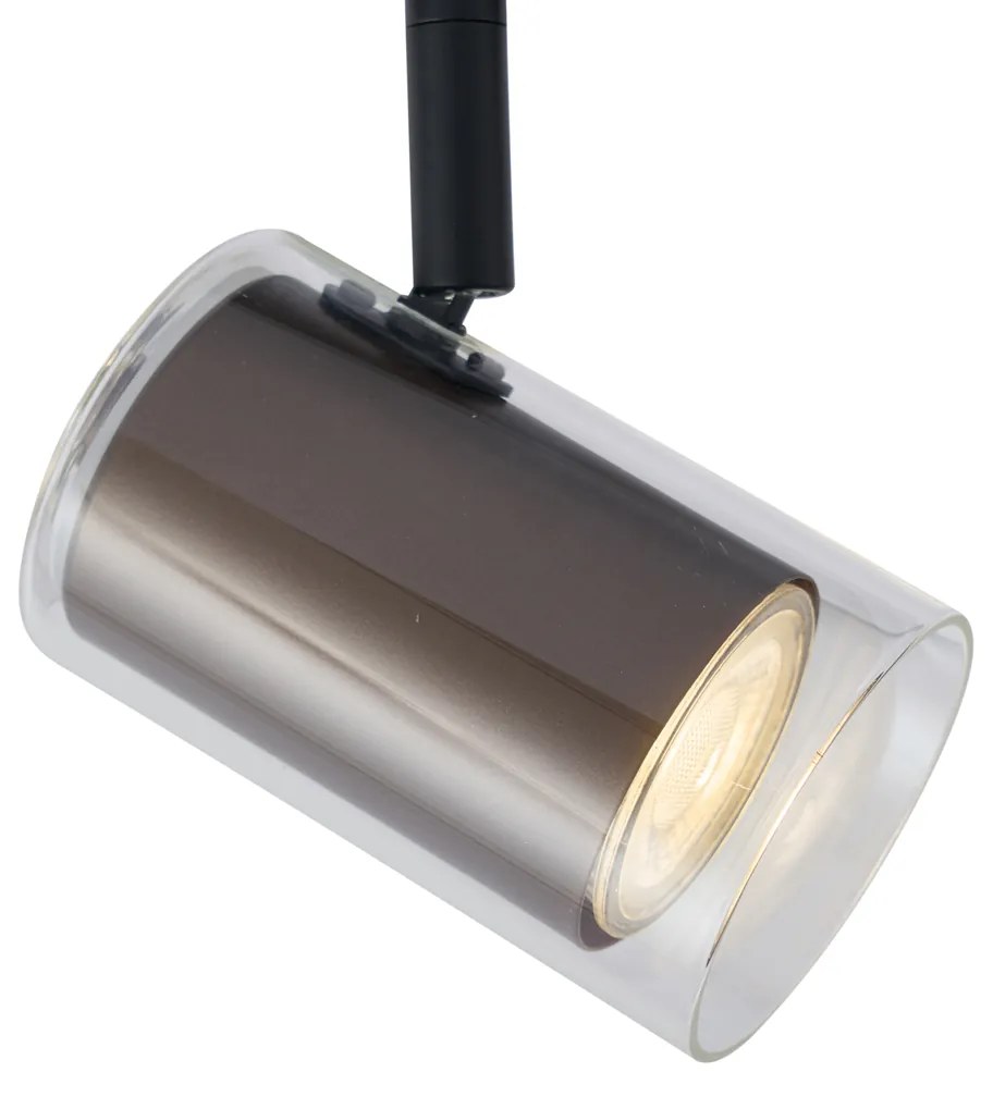 Foco moderno bronze escuro com vidro transparente para sistema de calhas monofásico - Iconic Lloyd