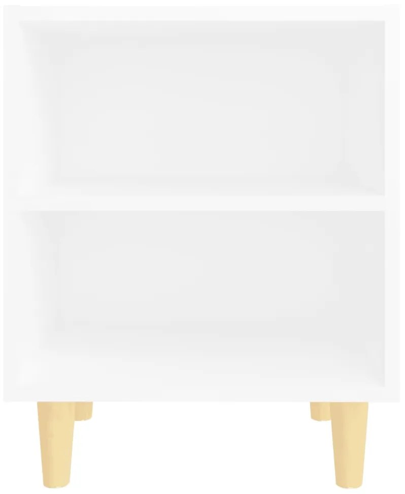 Mesas de cabeceira pernas madeira maciça 2pcs 40x30x50cm branco