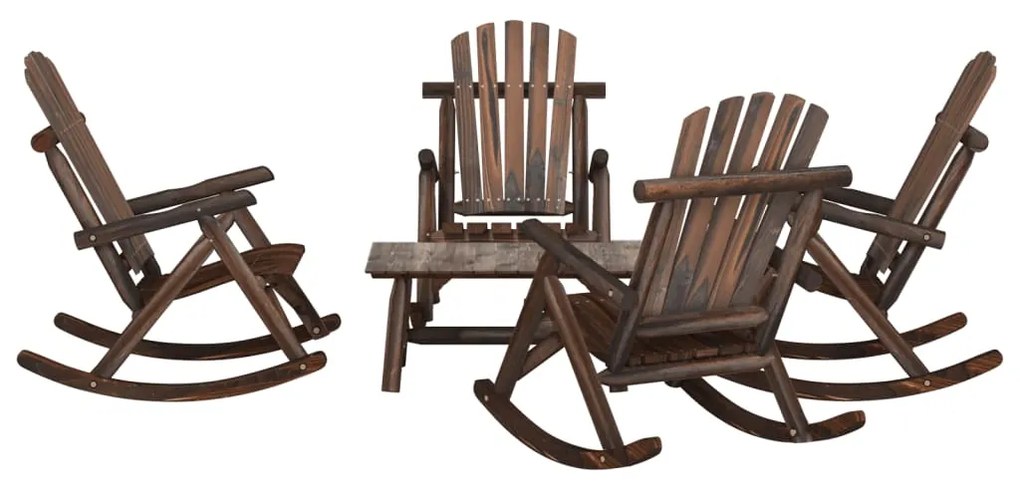 5 pcs conjunto lounge de jardim madeira de abeto maciça