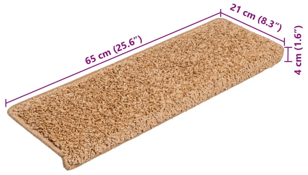 Tapetes de escadas 10 pcs 65x21x4 cm bege