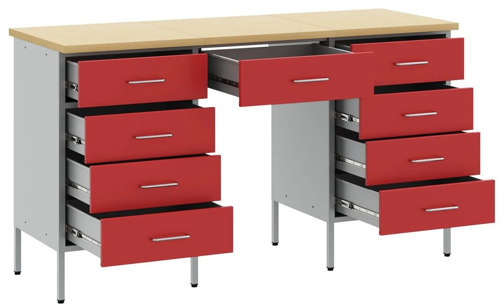 Conjunto de Armário e Mesa de Trabalho VidaXL com 3 Peças em Madeira C