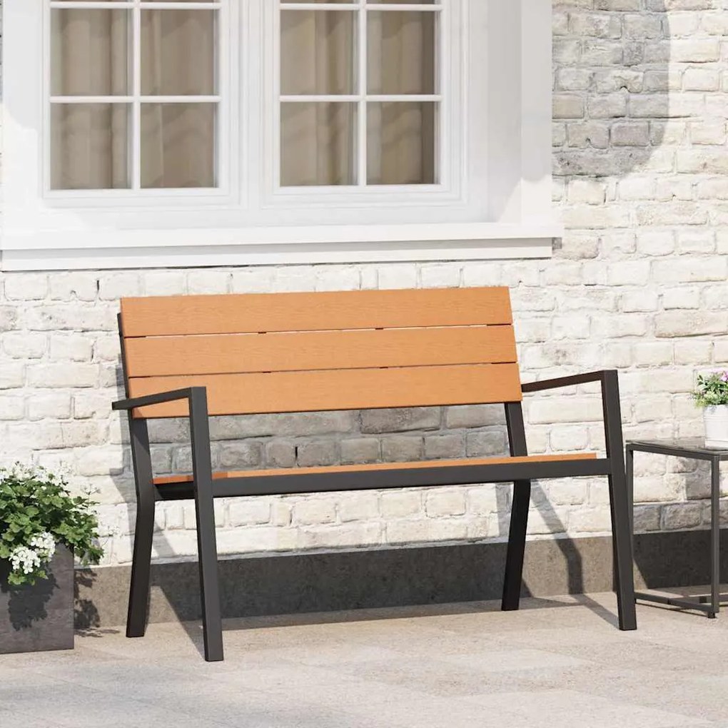vidaXL Banco de jardim Castanho 118 x 54 x 77cm Aço