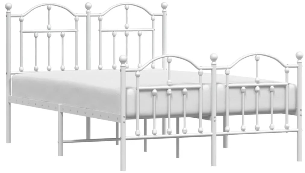 Estrutura de cama com cabeceira e pés 120x190 cm metal branco