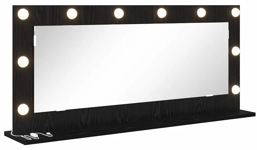 Espelho de Vaidade com Luzes LED Carvalho Preto 100x45x18 cm