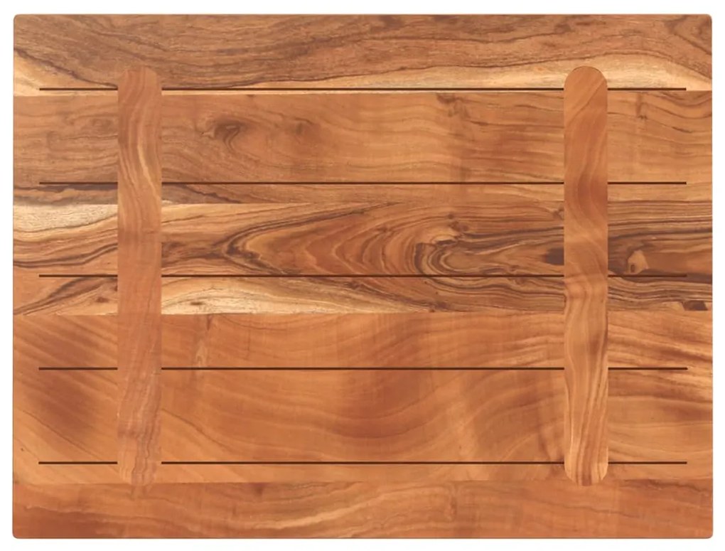 Tampo de mesa retangular 80x50x2,5 cm madeira de acácia maciça