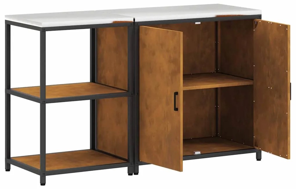 Conjunto de Armazenamento de Cozinha 2 pcs Ferro Enferrujado