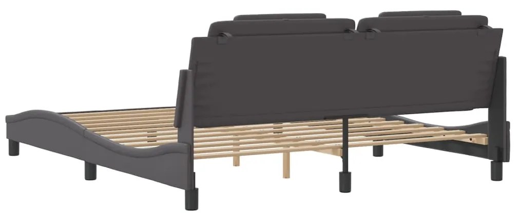 Estrutura cama c/ cabeceira 180x200cm couro artificial cinzento