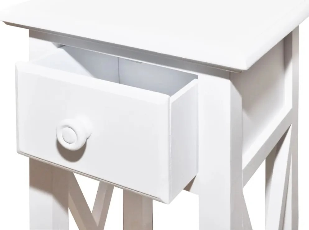 Mesa lateral com gaveta branco