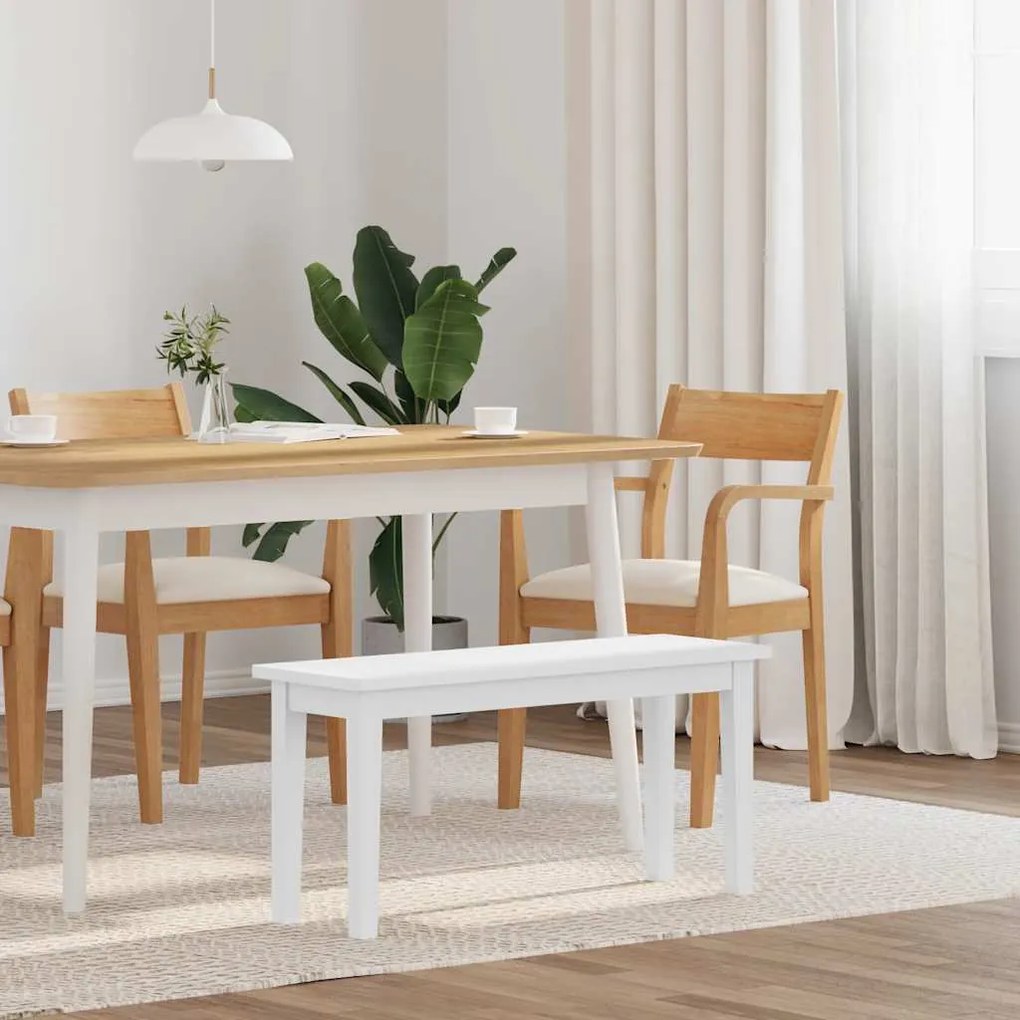 Banco 90 cm madeira seringueira maciça branco