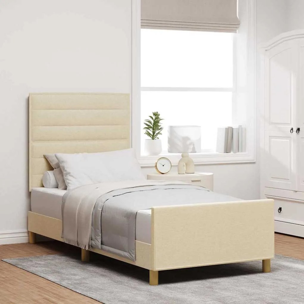 Cama de tecido creme vidaXL 100x200 cm
