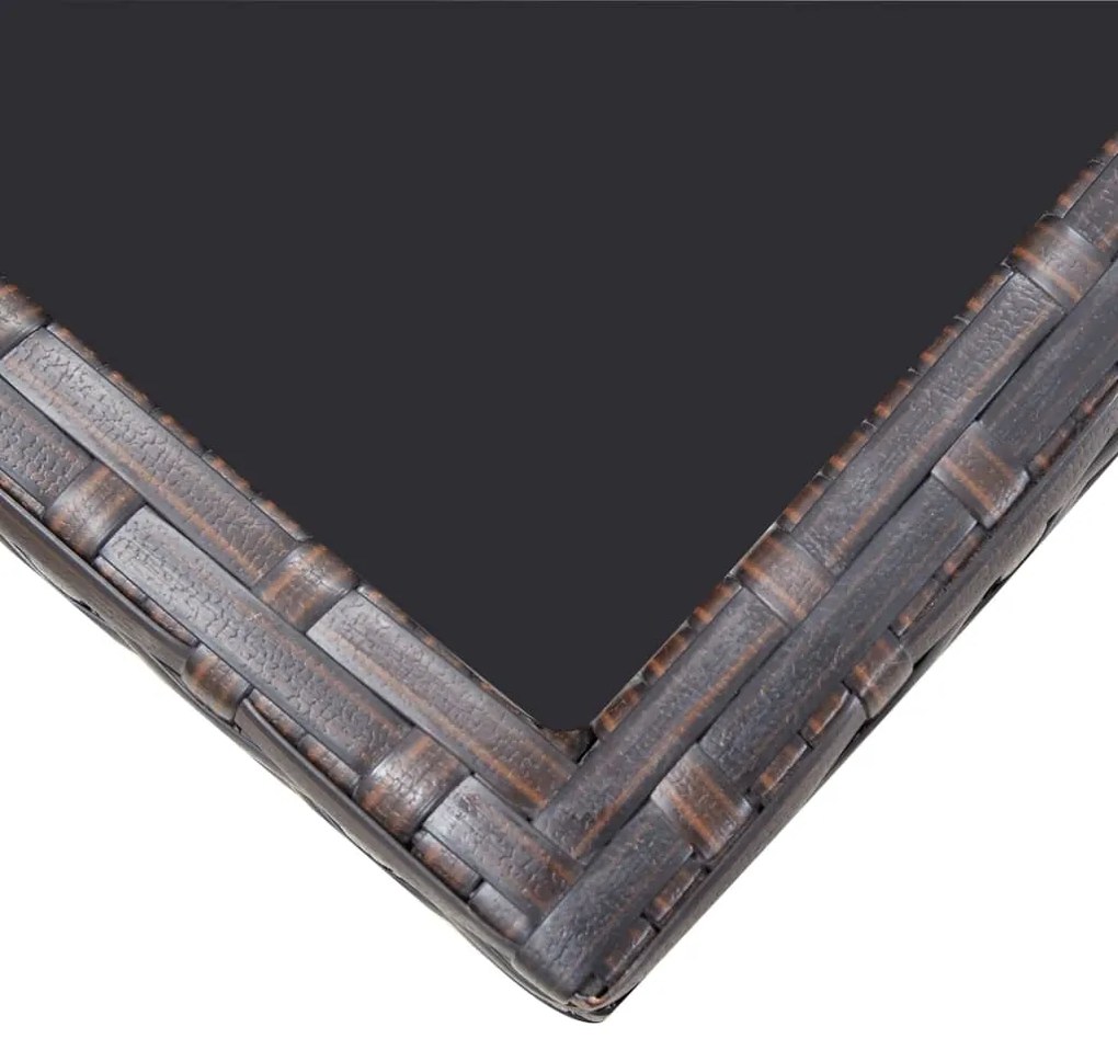 5 pcs conjunto de jantar exterior c/ almofadões vime castanho