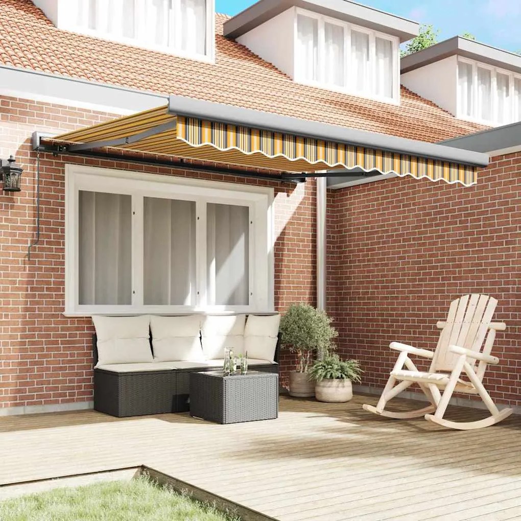 Toldo Retrátil Manual Listrado Multicolorido 350x250 cm