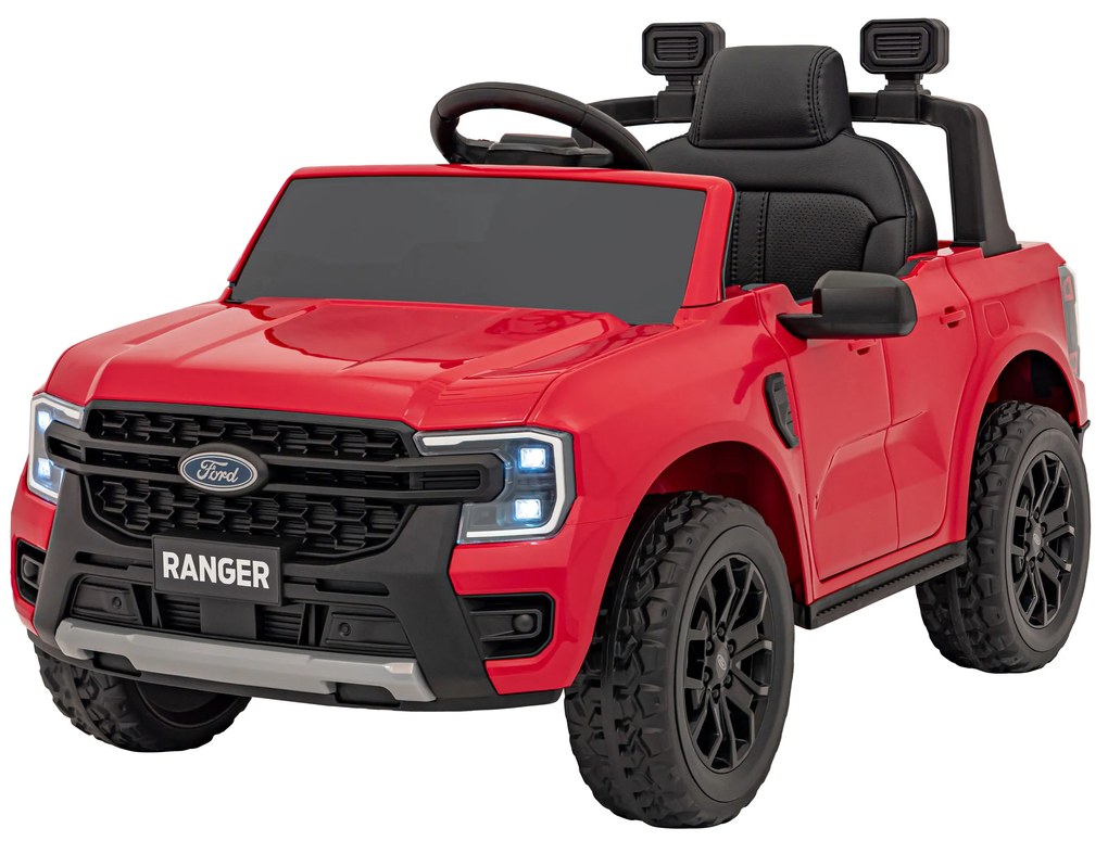 Carro elétrico para Crianças 12V Ford Ranger LIFT Assento de couro, Rodas de EVA Vermelho