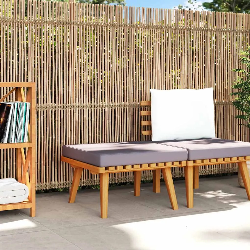 vidaXL Apoio pés jardim c/ almofadão 60x60x29 cm madeira acácia maciça