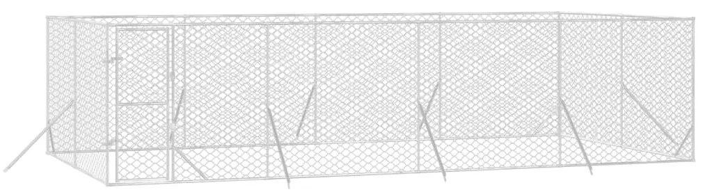 Canil de exterior 8x4x2 m aço galvanizado prateado
