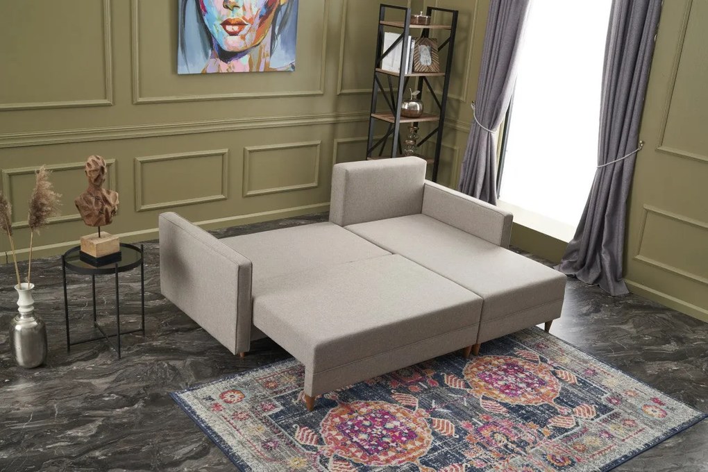 Sofá-Cama de Canto Aydam – Creme – 215x80x150 cm