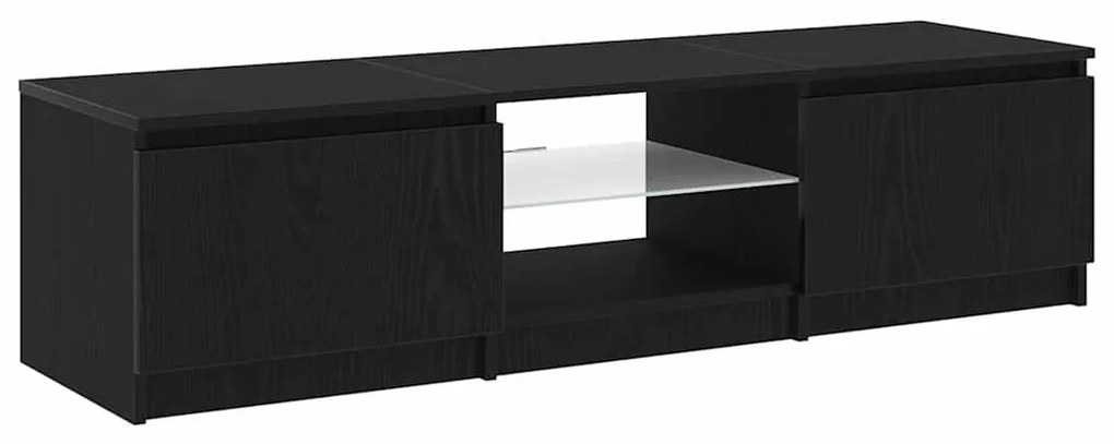Gabinete de TV vidaXL com Luzes LED em Madeira de Carvalho Preto 140x4
