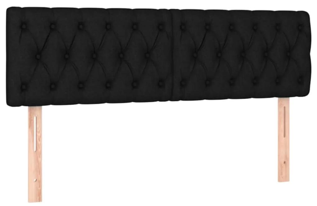 Cama box spring c/ colchão e LED 140x190 cm tecido preto