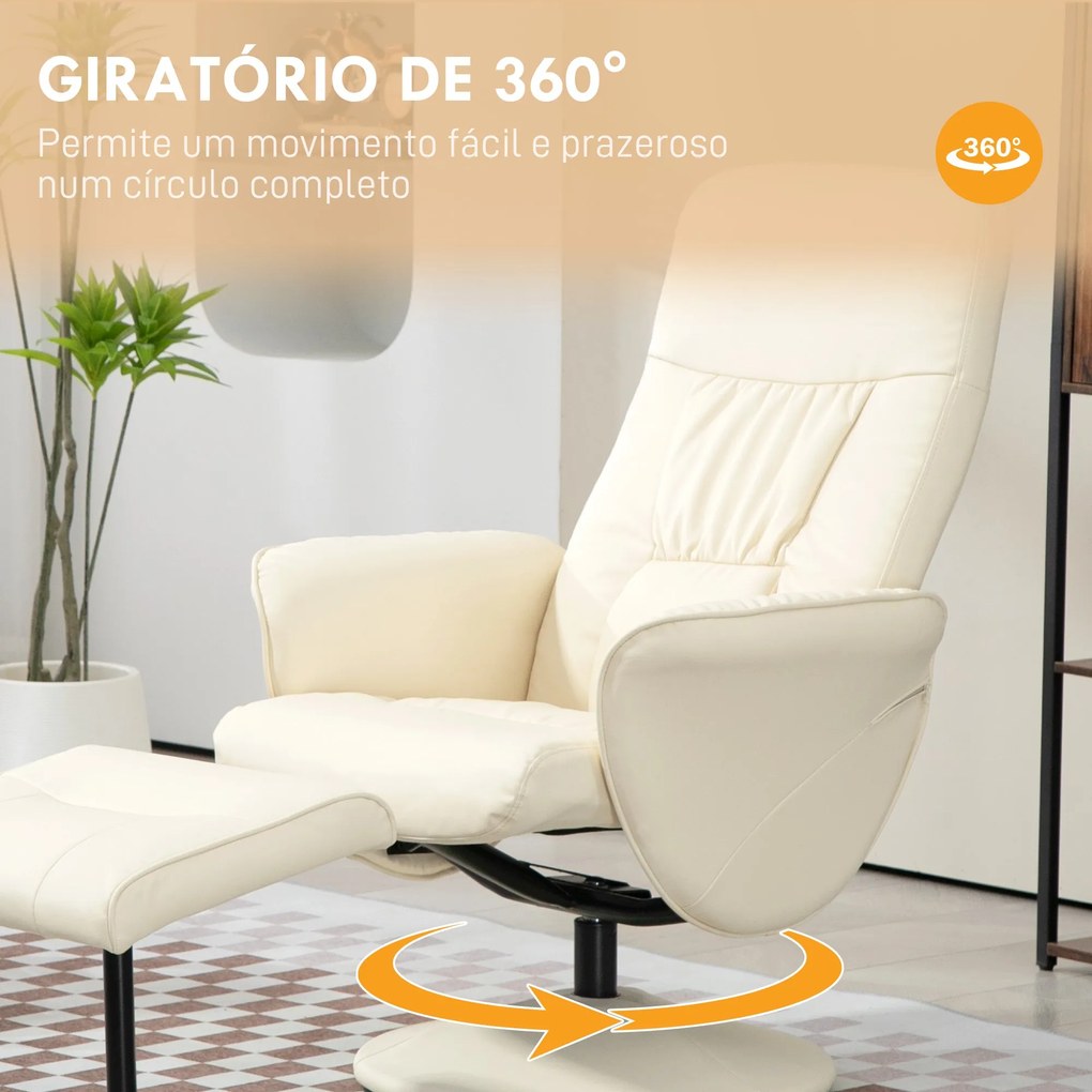 Poltrona Relax com Apoio para os Pés Estofada em PU Poltrona Relax Rec