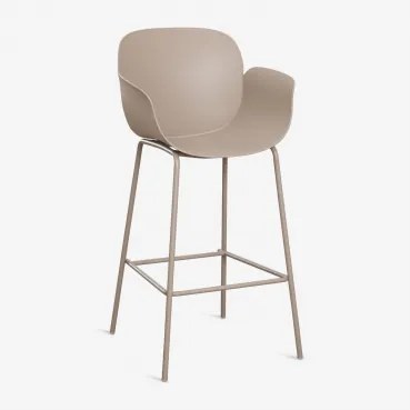 Pack De 4 Bancos Altos De Jardim Em Polipropileno E Aço Lynette Moka Brown & ↑75 Cm - Sklum