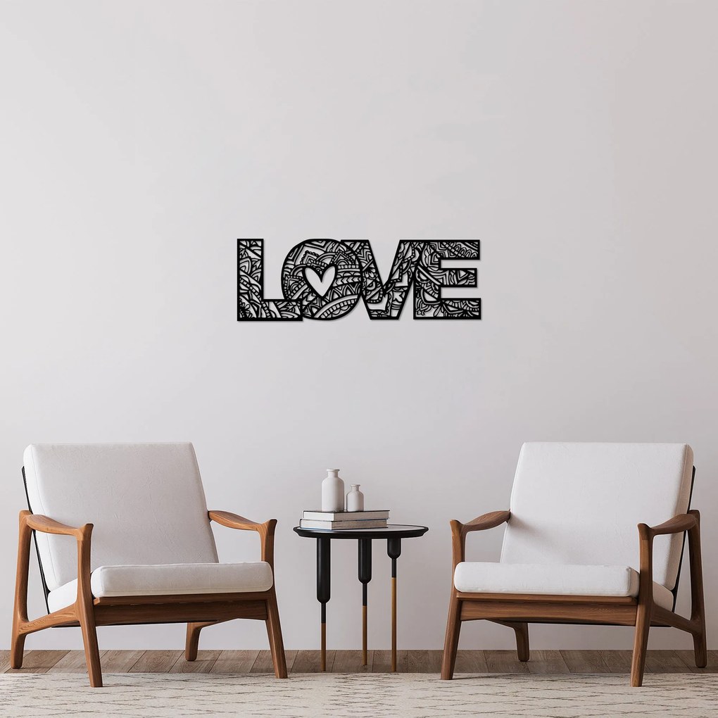 Acessório Decorativo de Metal Love 5 – Preto – 23 x 70 cm