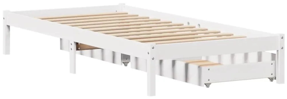 Cama sem colchão 75x190 cm madeira de pinho maciça branco