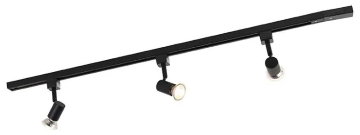 Sistema de calhas de iluminação moderno com 3 focos pretos monofásicos - Iconic Jeany