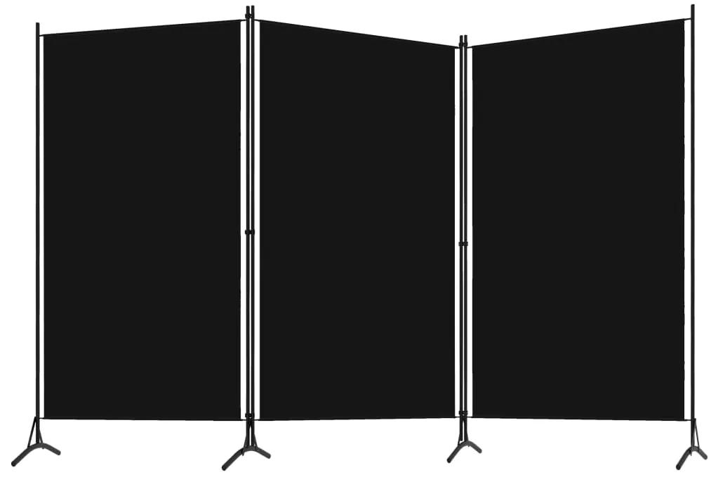 Divisória de quarto com 3 painéis 260x180 cm preto
