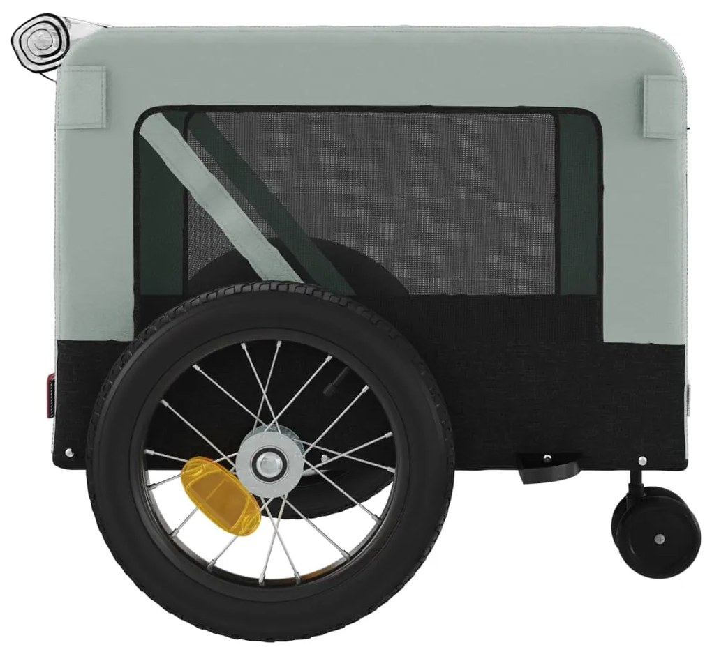 Reboque de bicicleta p/ animais tecido oxford/ferro cinza/preto