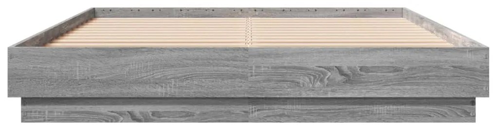 Estrutura de cama com luzes LED 160x200 cm cinzento sonoma