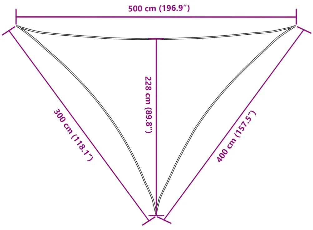 Para-sol estilo vela tecido oxford triangular 3x4x5 m preto