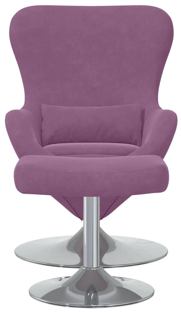 Poltrona Egg vidaXL com Puff em Veludo Roxo
