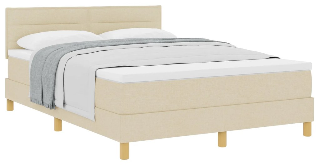 Cama Box Spring com Colchão Creme 160x200 cm Tecido