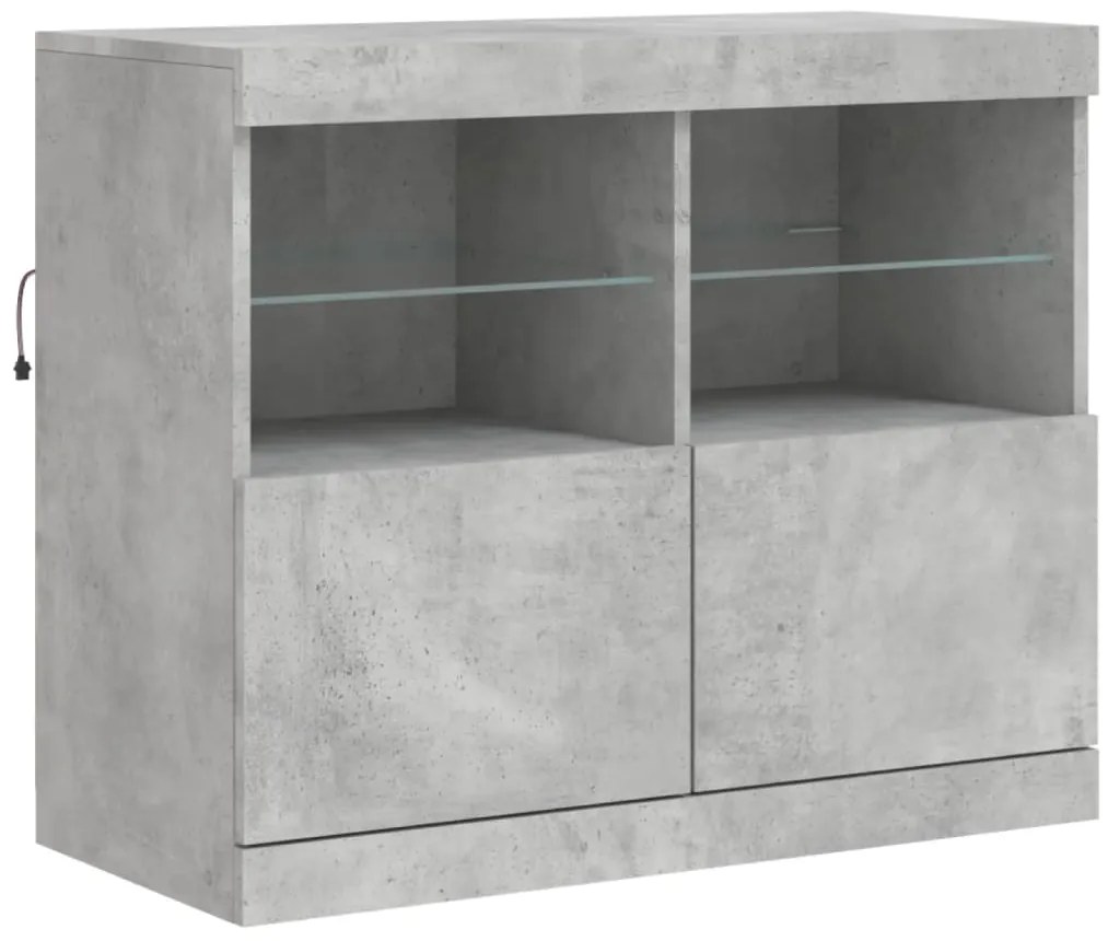 Aparador com luzes LED 163x37x67 cm cinzento cimento