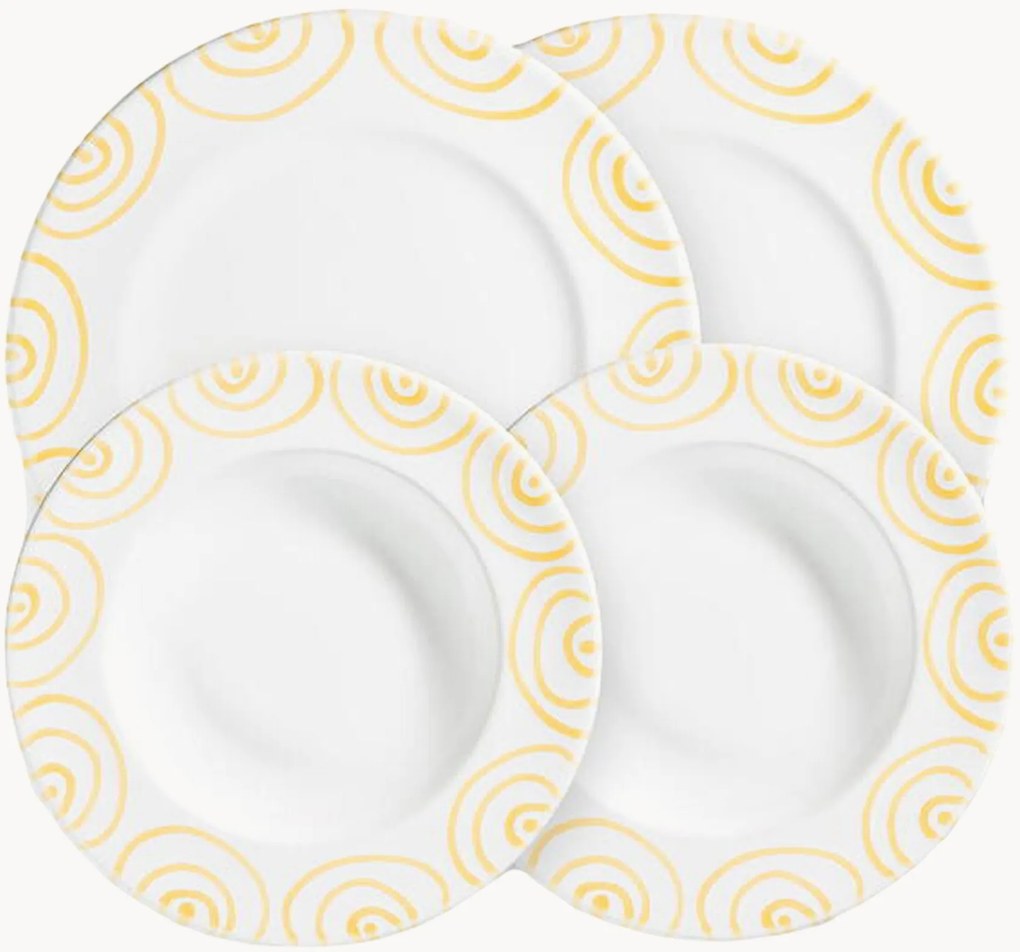 Conjunto de loiça artesanal Gelbgeflammt, 2 pessoas, conjunto de 4