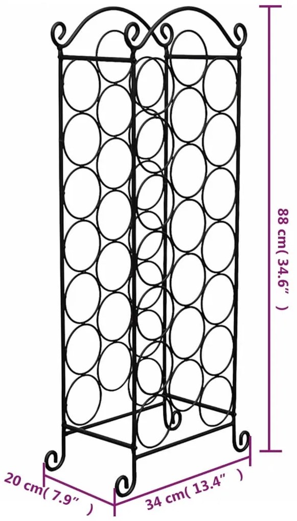 Prateleira metálica para 21 garrafas de vinho