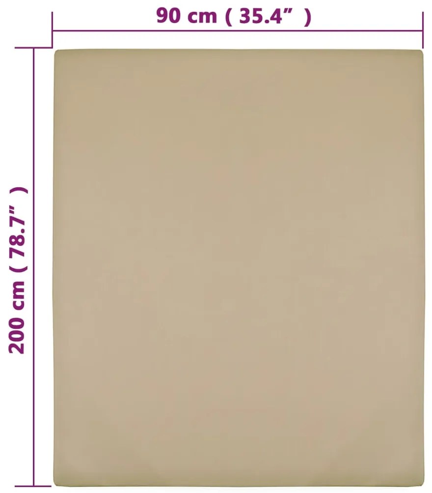 Lençol ajustável 90x200 cm algodão jersey cinza-acastanhado