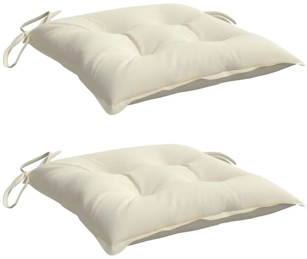 Almofadões de cadeira 2 pcs 40x40x7cm tecido oxford branco nata