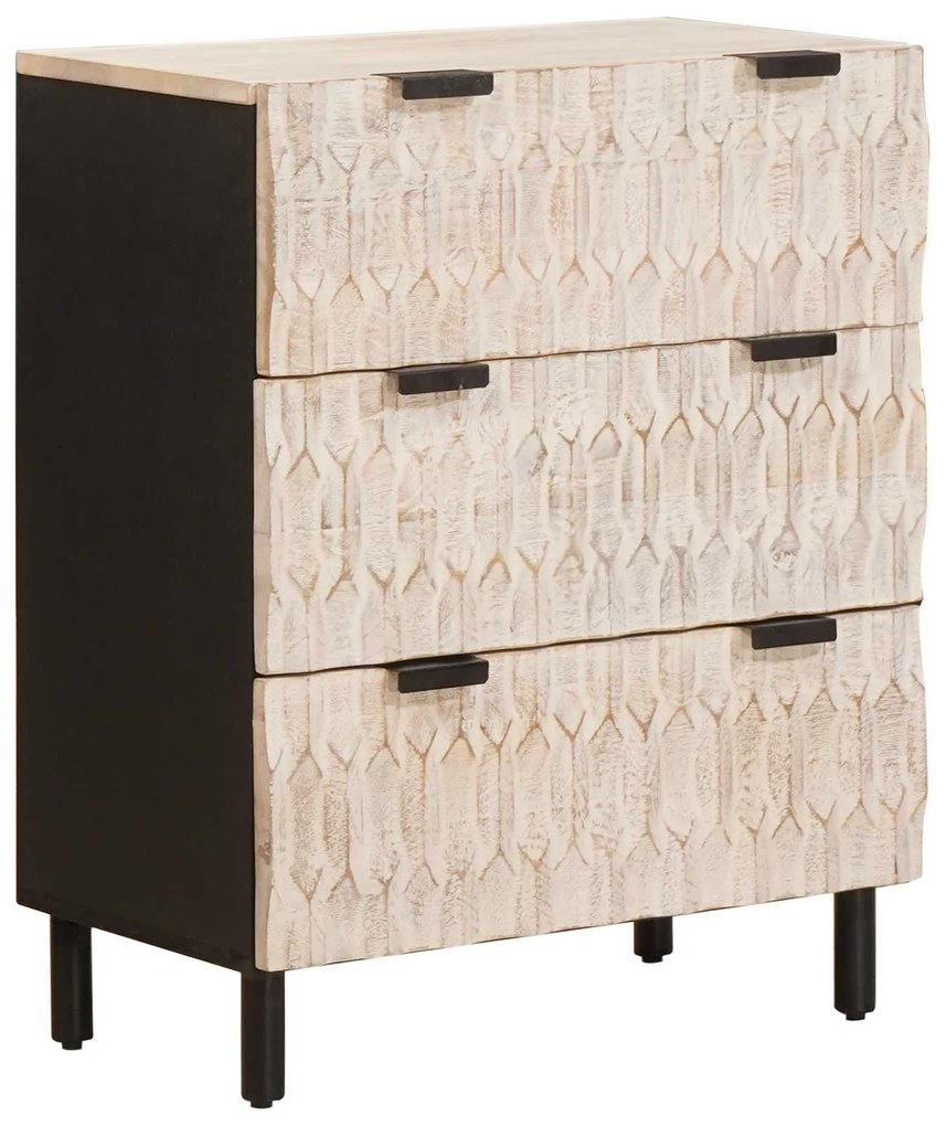 vidaXL Buffet Acabamento em Wash Branco 60 x 33 x 75 cm