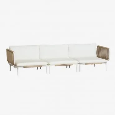 Sofá De Jardim Modular De 3 Peças Com 2 Poltronas De Canto Roubly Beige De Amêndoa - Sklum