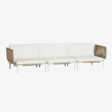 Sofá Modular De Jardim De 3 Peças Com 2 Poltronas De Canto Roubly Beige De Amêndoa - Sklum