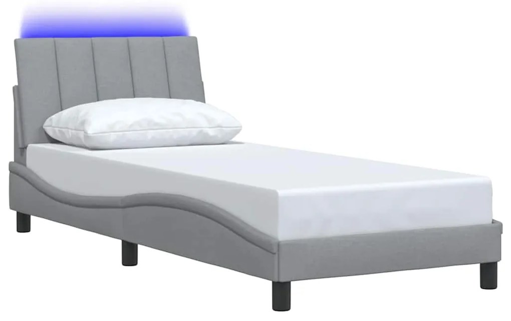 Estrutura de cama sem colchão 90x190 cm tecido cinzento-claro