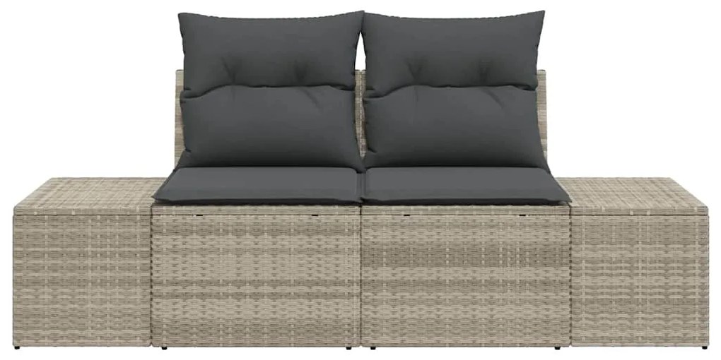 Sofá de Jardim de 2 Lugares com Armazenamento &amp; Almofadas Cinza Rattan