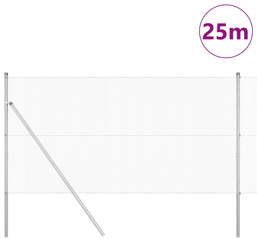 Cerca de Arame Soldado com 13 Postes 1,4x25 m Aço Galvanizado