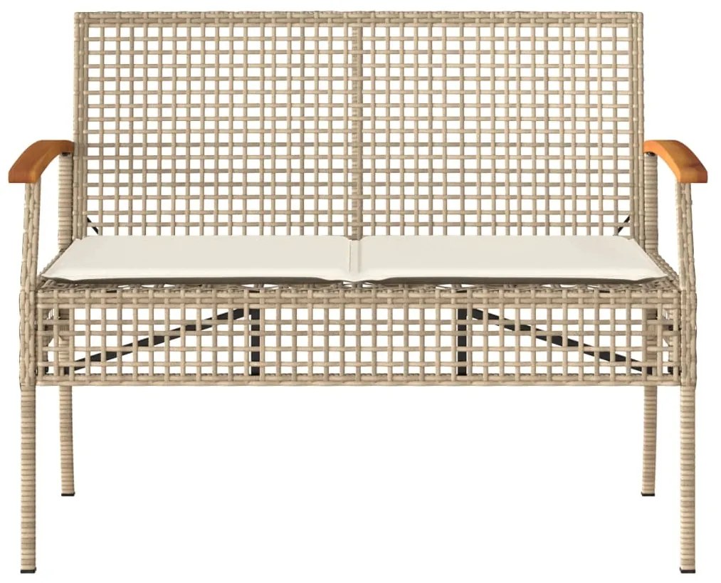 4 pcs conjunto lounge de jardim c/ almofadões vime PE bege