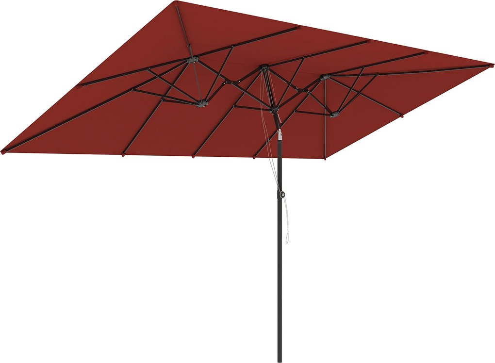 Outsunny Guarda-sol grande, altura ajustável, inclinável, 150x295x170-214 cm, vinho | Aosom Portugal